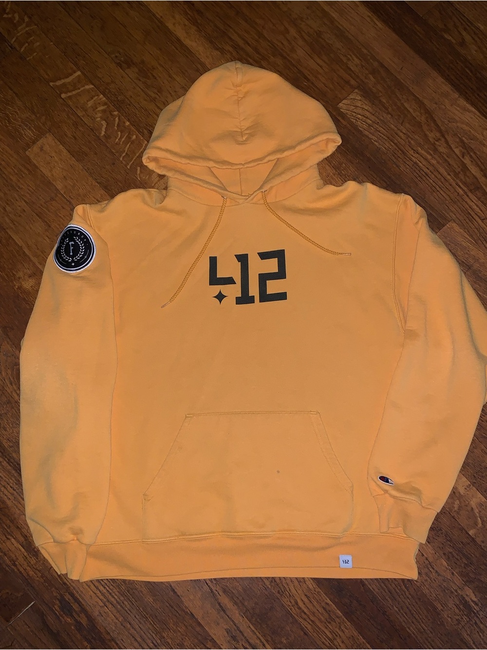 Vintage Champion Eco Pittsburgh Steelers 412 area code Hoodie sweatshirt LARGE